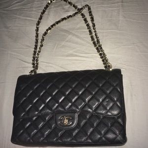 Chanel Classic Double Flap Bag Quilted Caviar Maxi